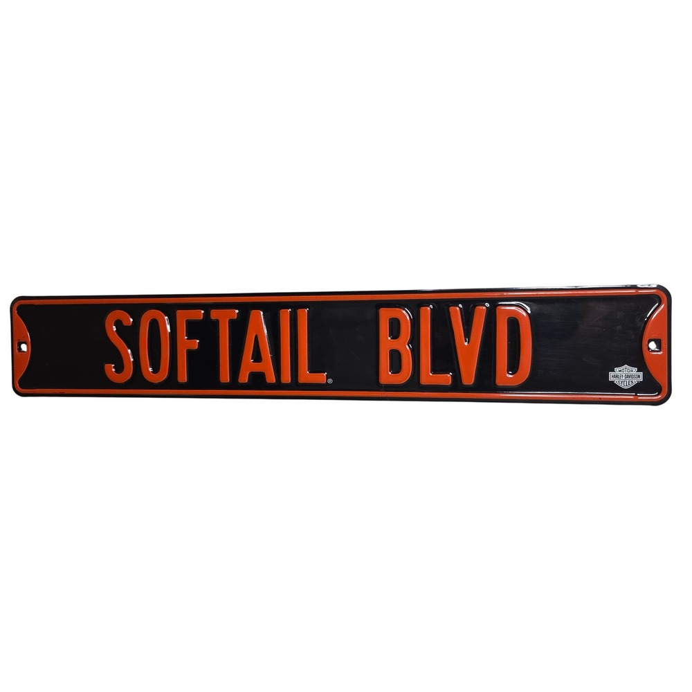 Harley-Davidson Softail Blvd Metal Street Sign Vertical Embossed Garage Decor